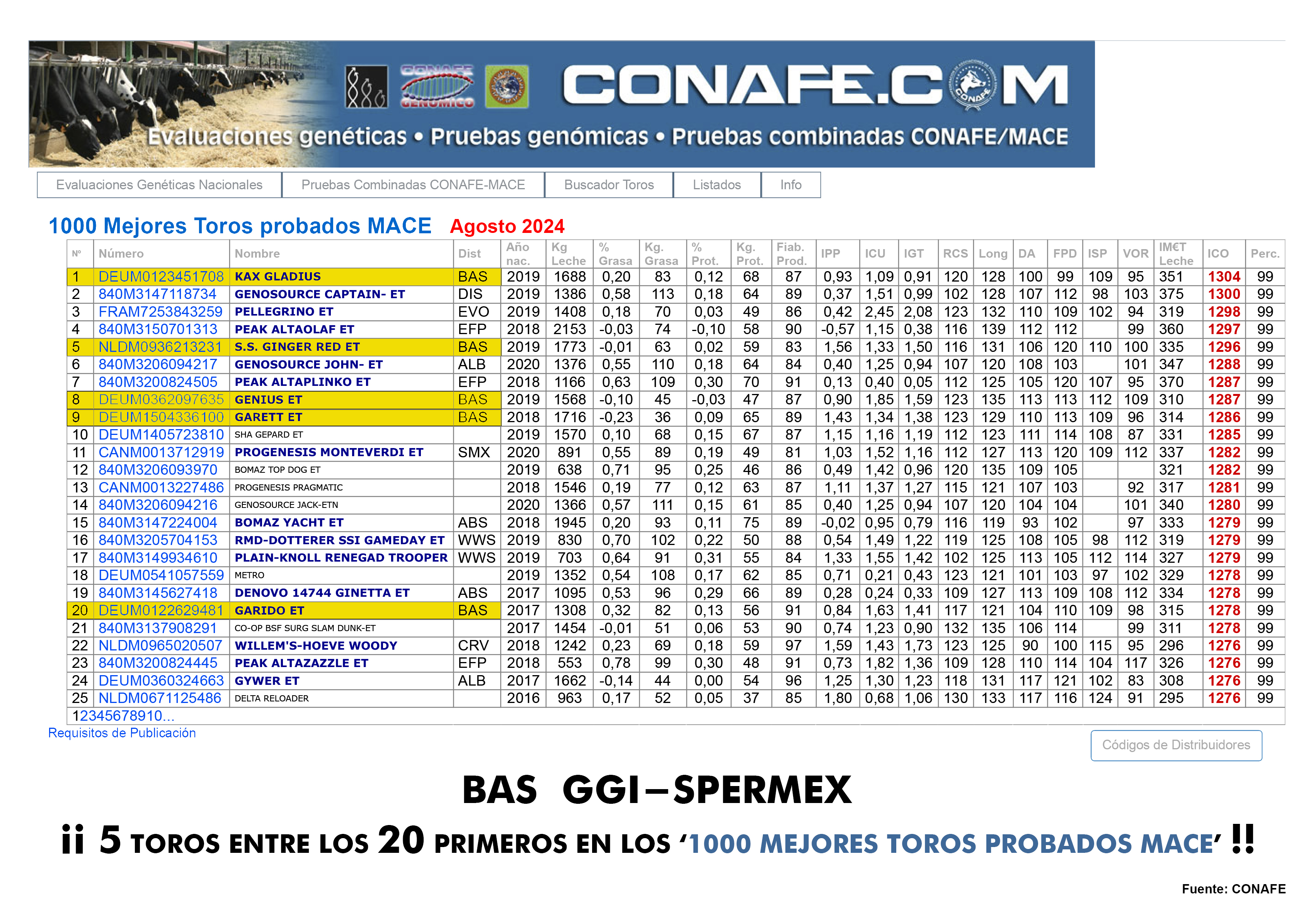 1000 MEJORES TOROS PROBADOS MACE